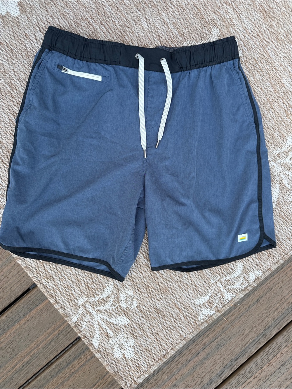 Vuori Men's Slate Blue Swim Trunks with Black Waistband